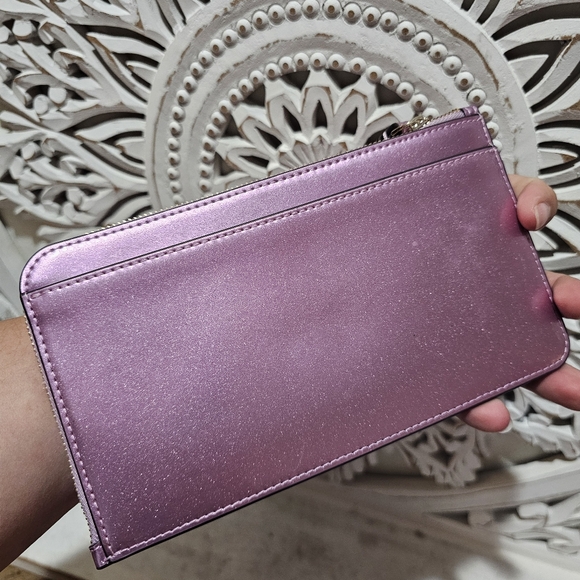 Kate Spade Lavender/Pink Sparkle Wristlet/Wallet W/Zipper Closure - Picture 3 of 7